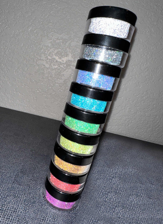 Set of 9 Reflective Holo Glitters
